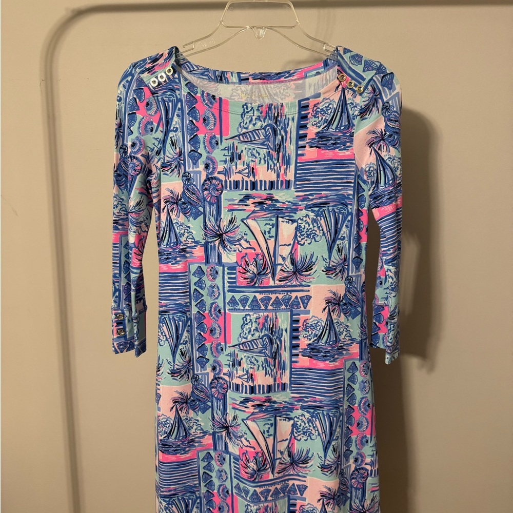 Lilly Pulitzer Blue and Pink Long Sleeve Dress